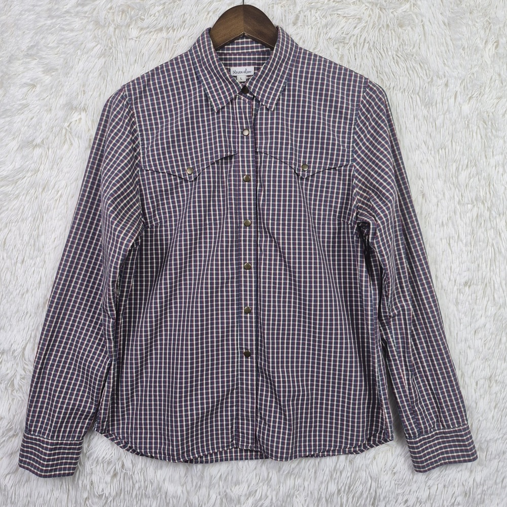 Steven Alan Shirt Mens Slim Large Multi Check Western Pearl Snap Cowboy USA Made